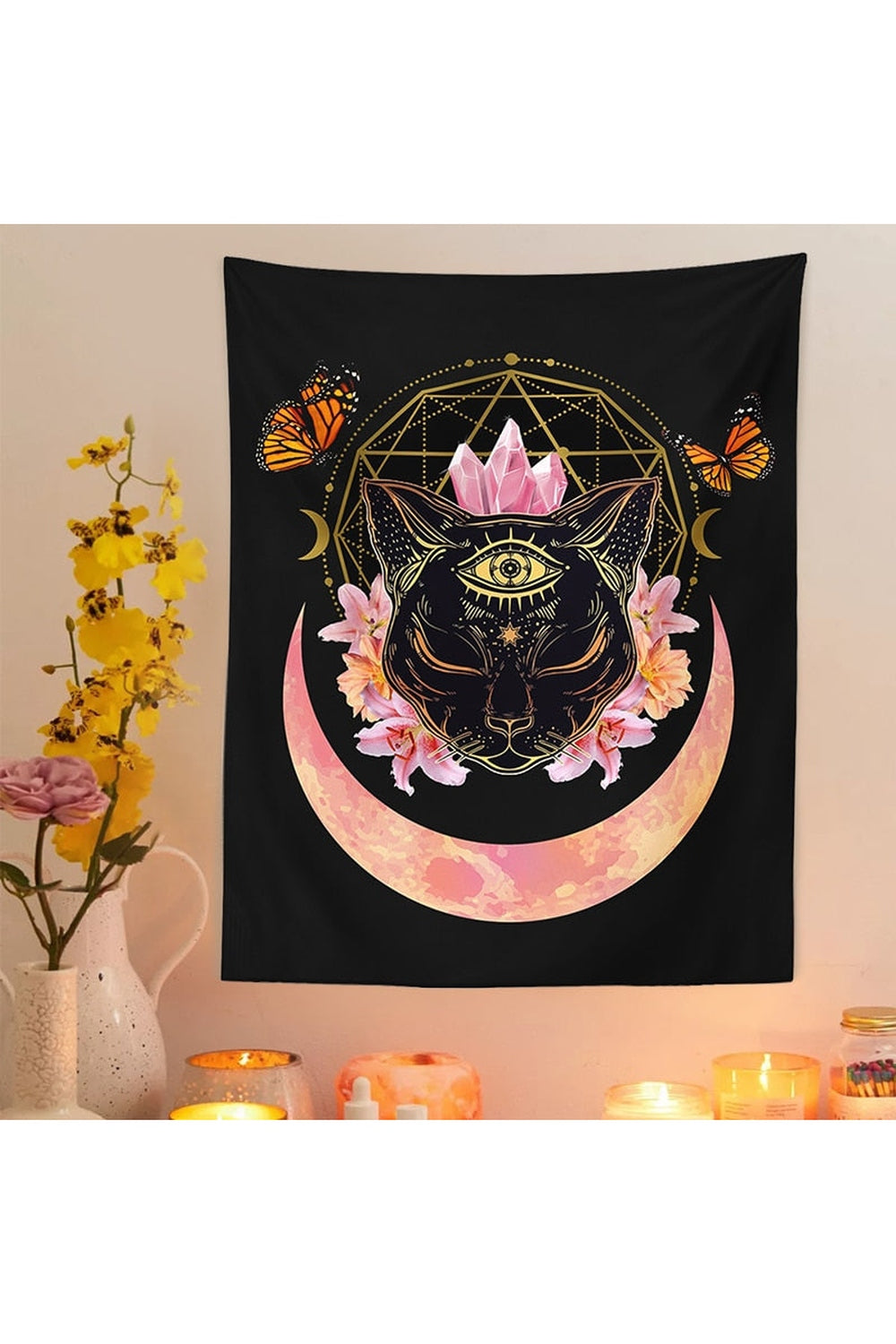 Regal Cat Crown Wall Tapestry