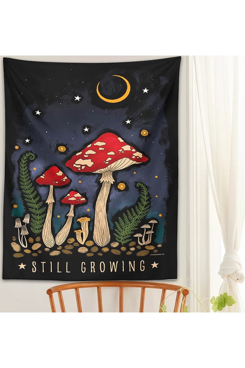 Crescent Moon Mushroom Tapestry