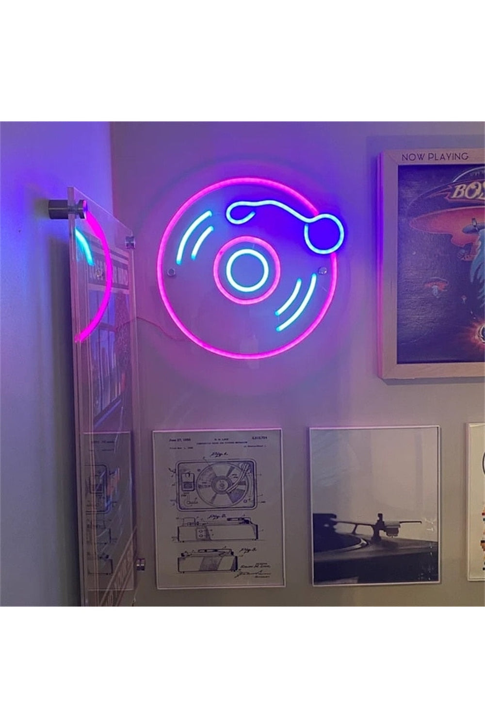 Retro Vinyl Record Neon Sign