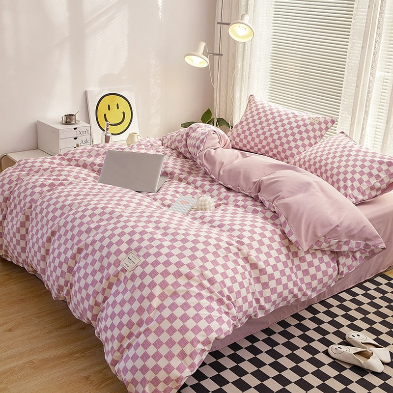 High-Quality Plaid Queen Bedding Set