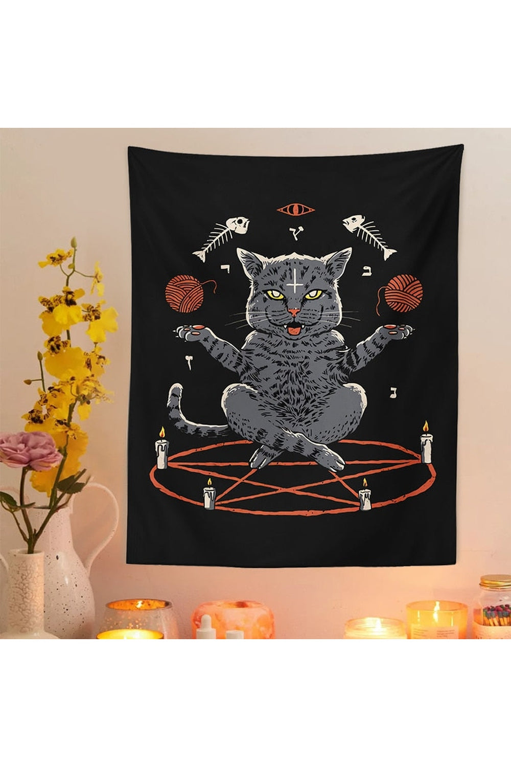 Mystical Cat Divination Tapestry