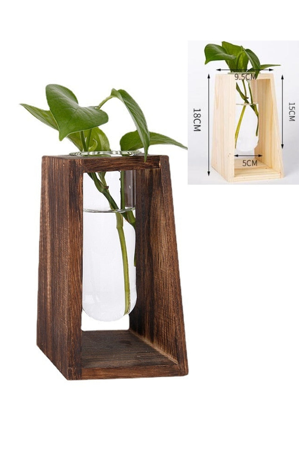 Wooden Hydroponic Plant Vases