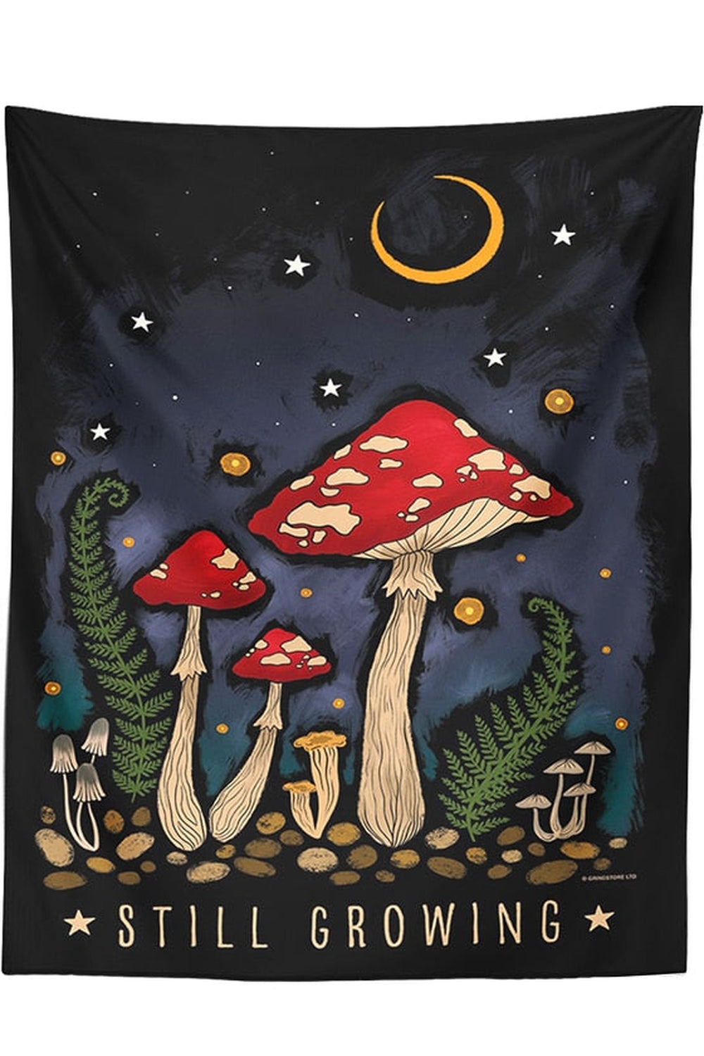 Crescent Moon Mushroom Tapestry