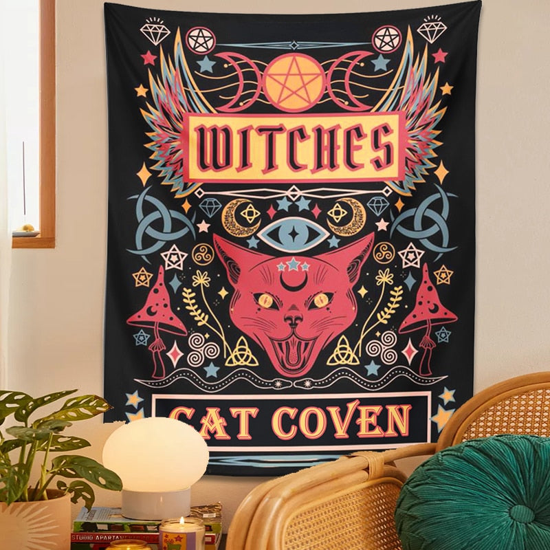 Cat Coven Witchcraft Tapestry