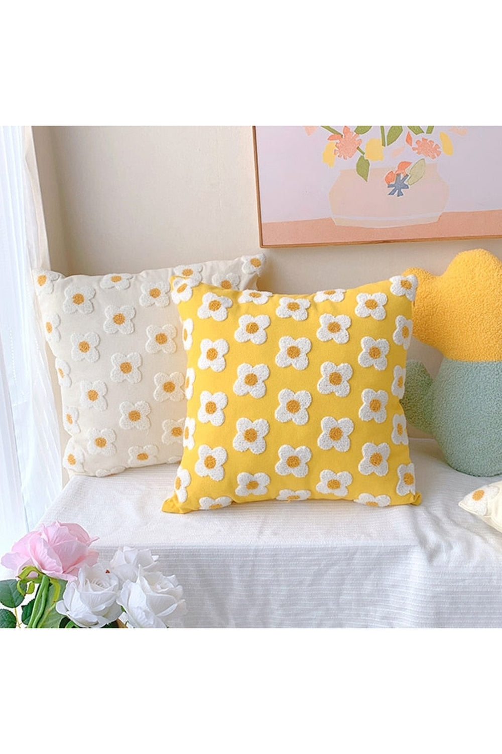 Floral Embroidery Pillow Elegance