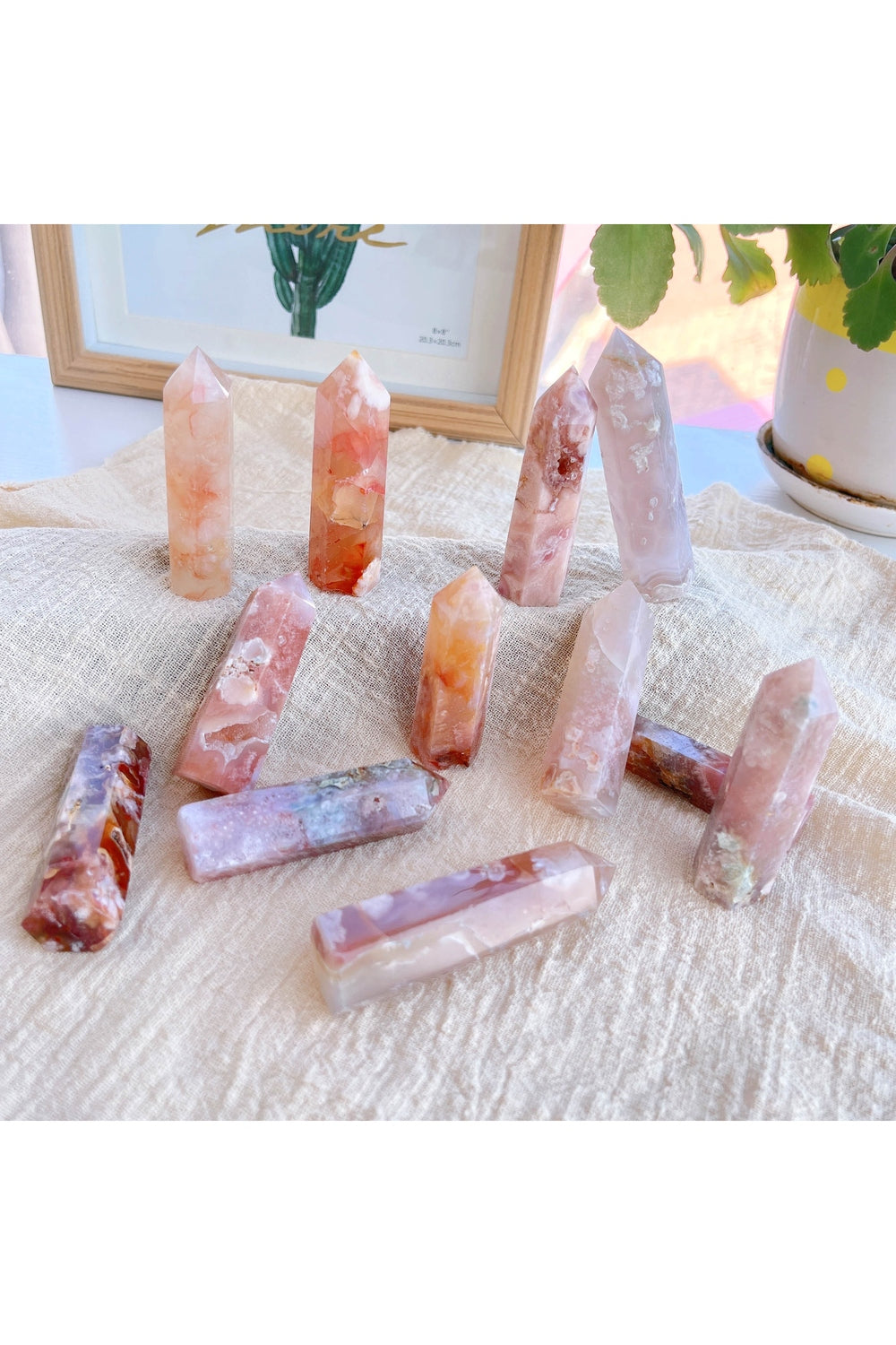 Sakura Agate Gemstone Display Tower