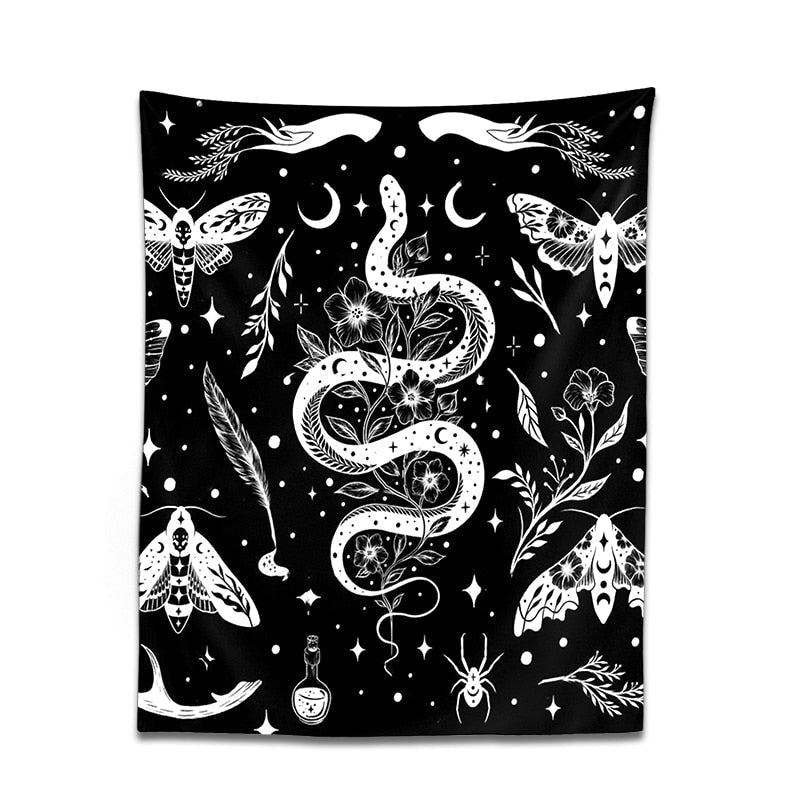 Goth Moth Snake Tapestry
