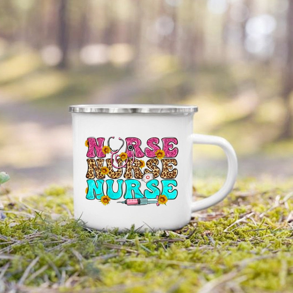 Nurse Life Themed Enamel Mug