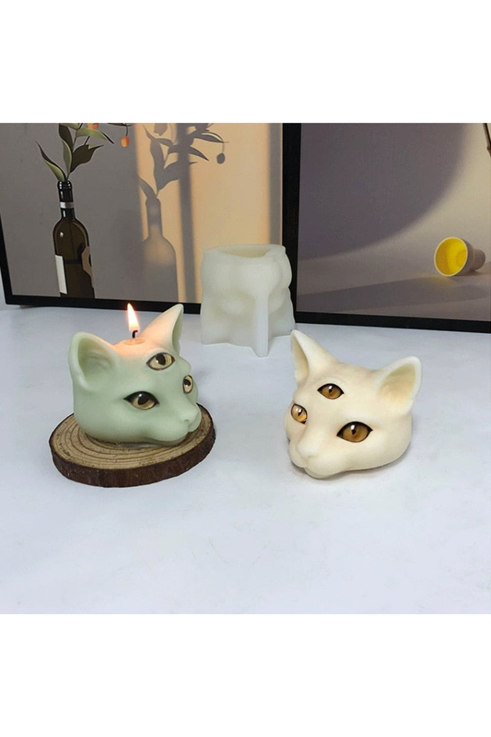 Three-Eyes Cat Unique Candle Mold