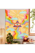 Vibrant Trippy Rainbow Tapestry