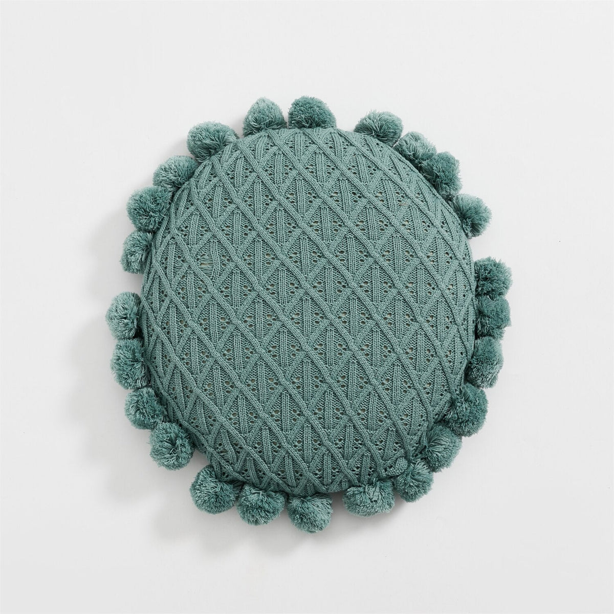 Pompom Adorned Round Pillow