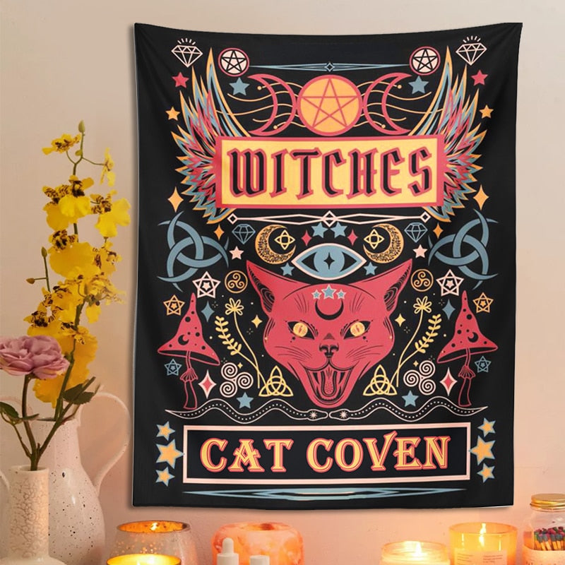 Witchcraft Cat Coven Tapestry