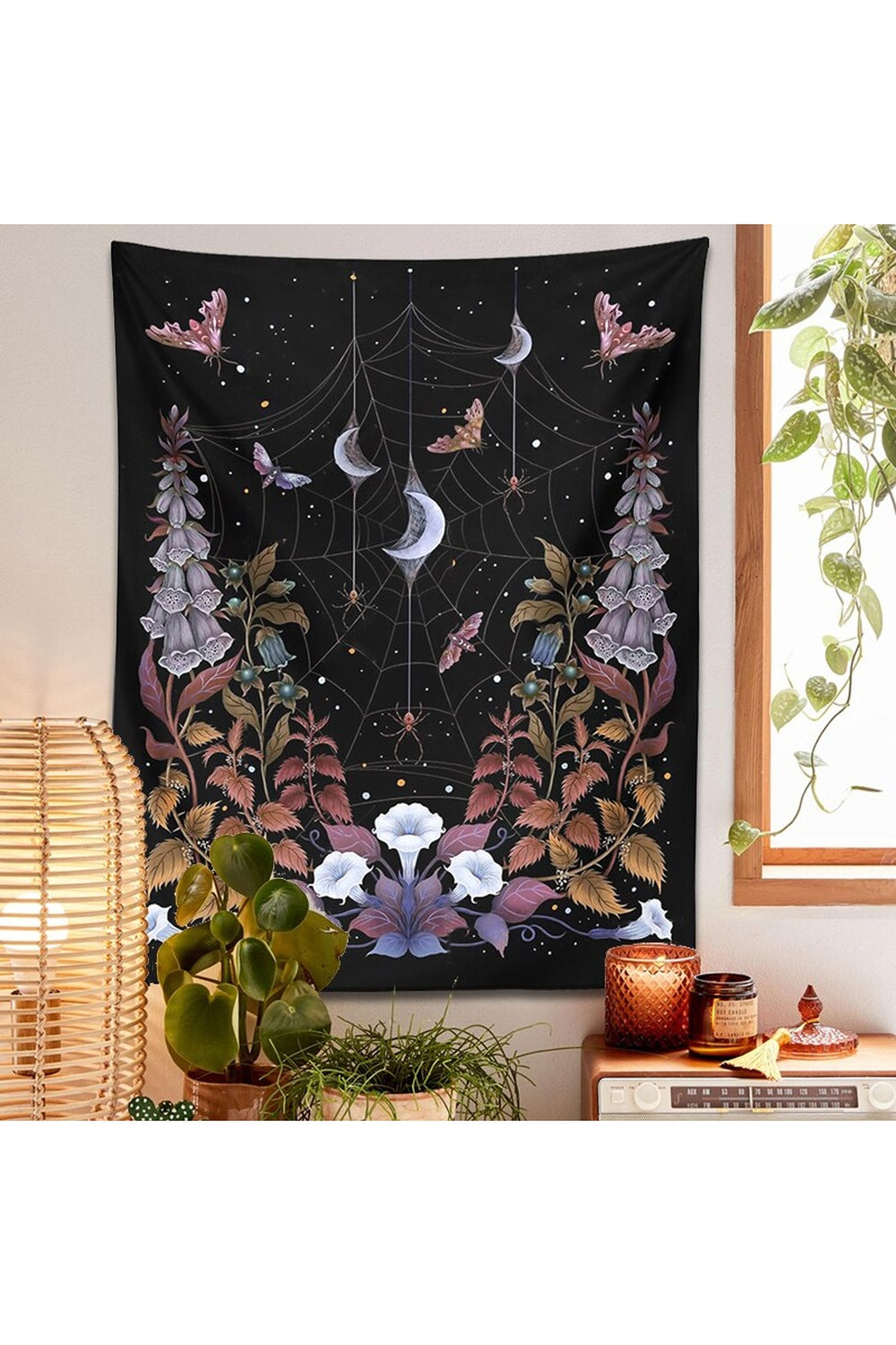 Gloomy Garden Spiderweb Tapestry