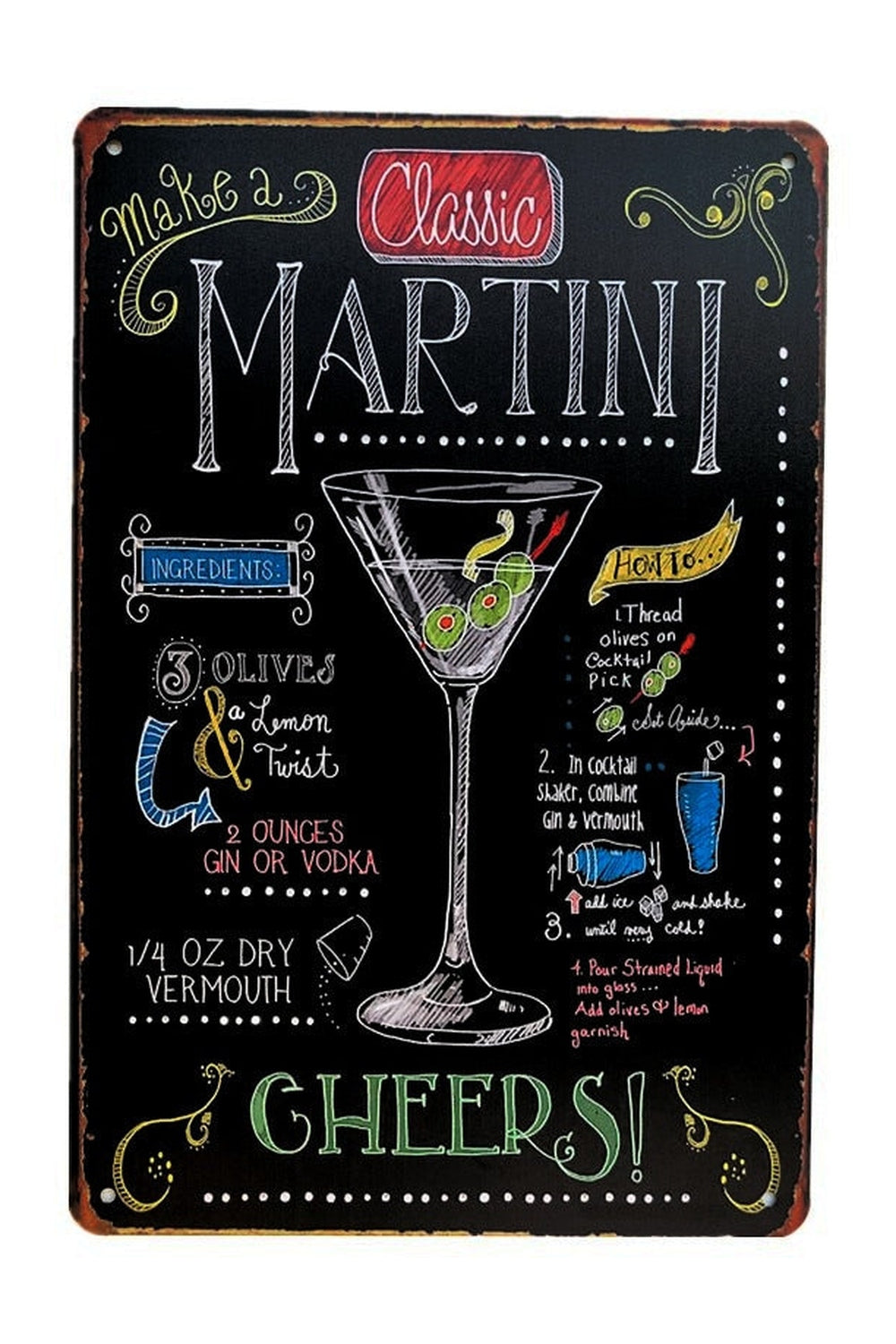 Cocktails Themed Metal Poster