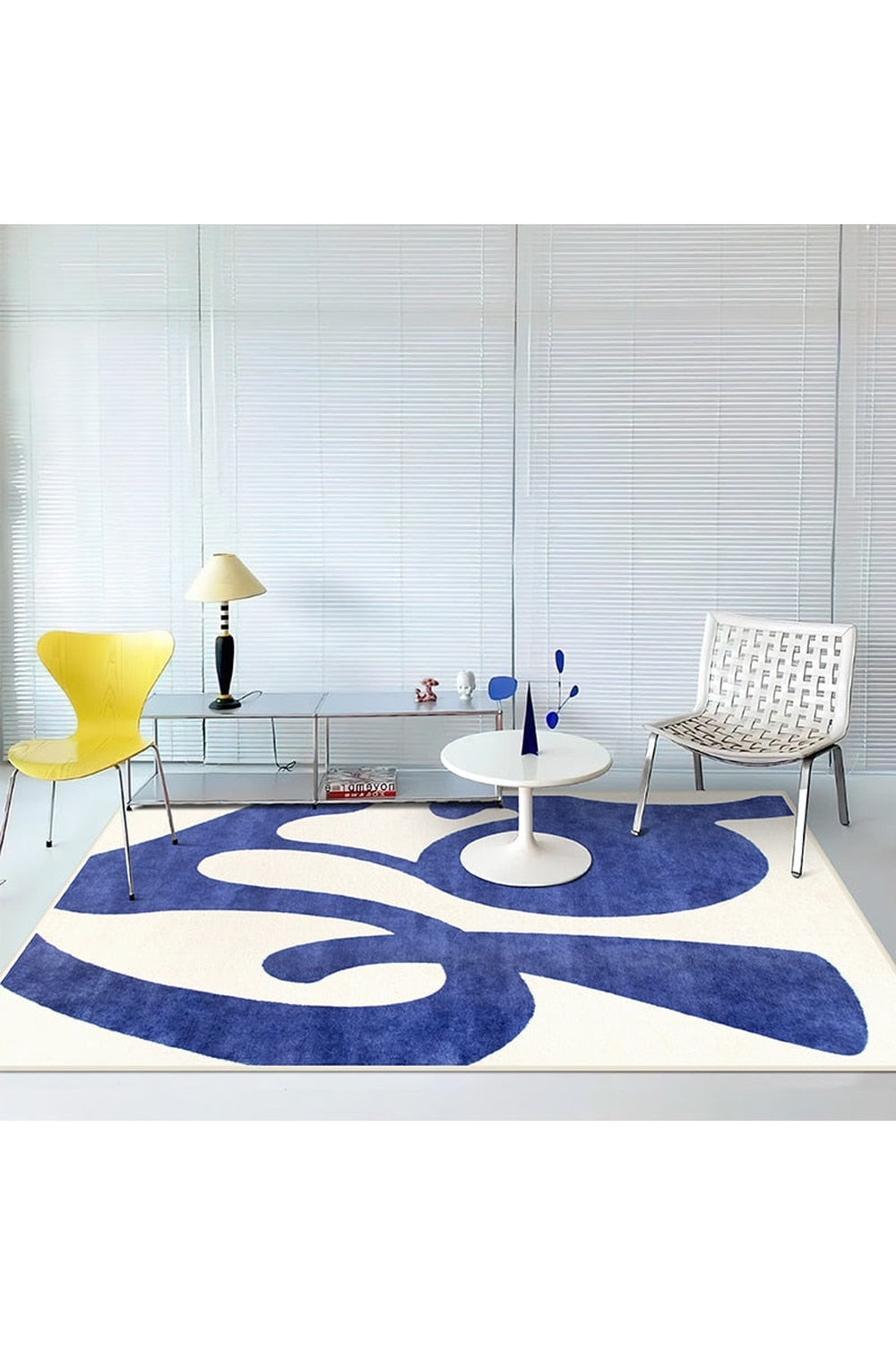 Blue Abstract Lounge Area Rug