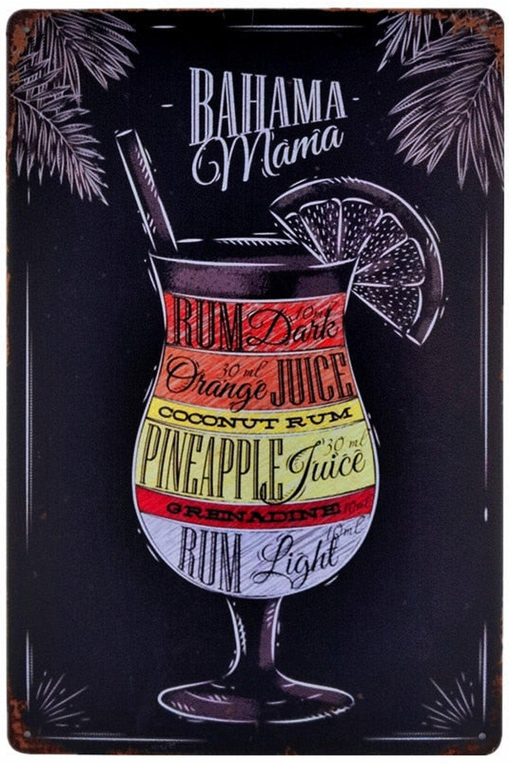 Cocktails Themed Metal Poster