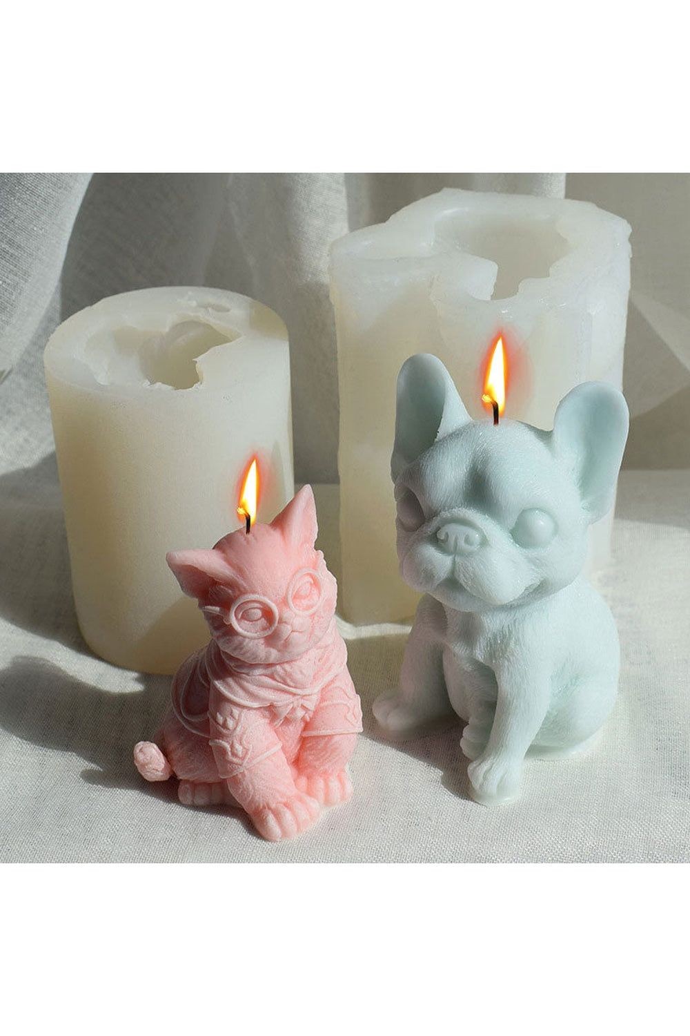 Bulldog Cat Candle Mold Design