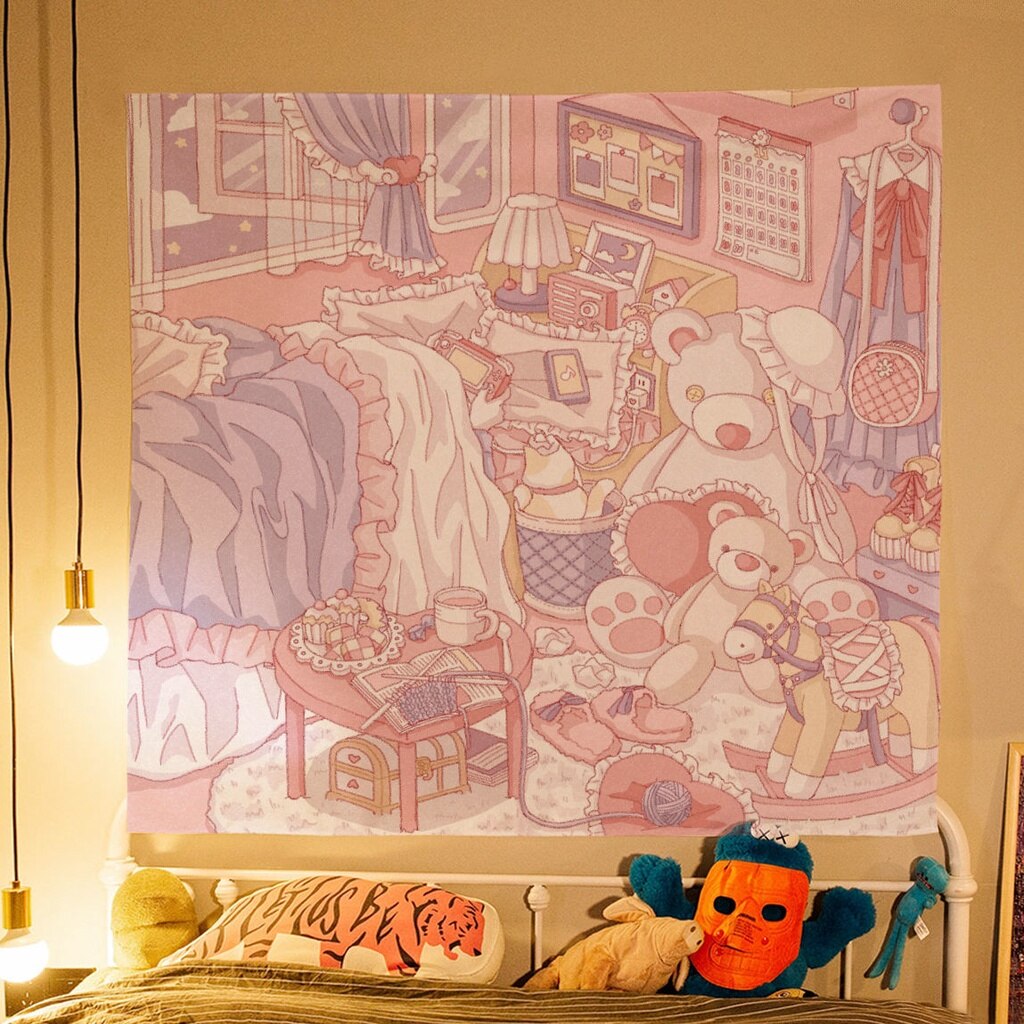 Pink Dormitory Wall Tapestry