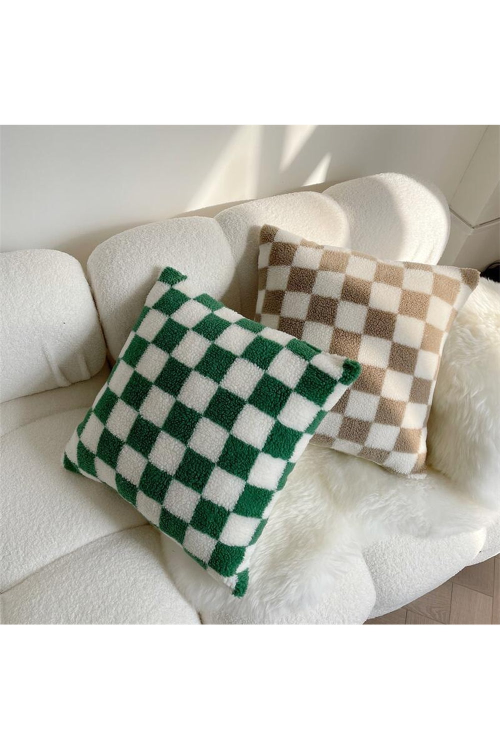 Checkerboard Fleece Pillow Cover