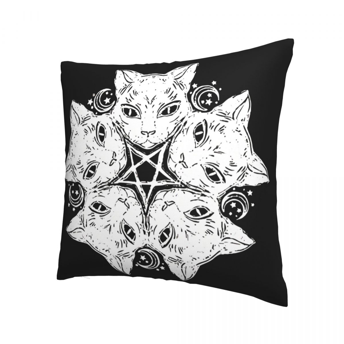 Gothic Cat Pentagram Pillow Case