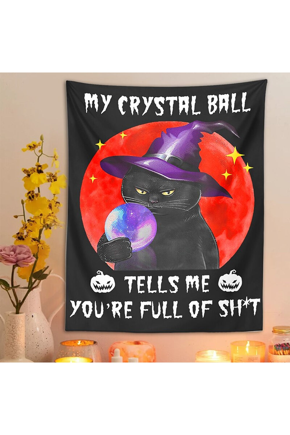 Greedy Cat Whimsical Tapestry