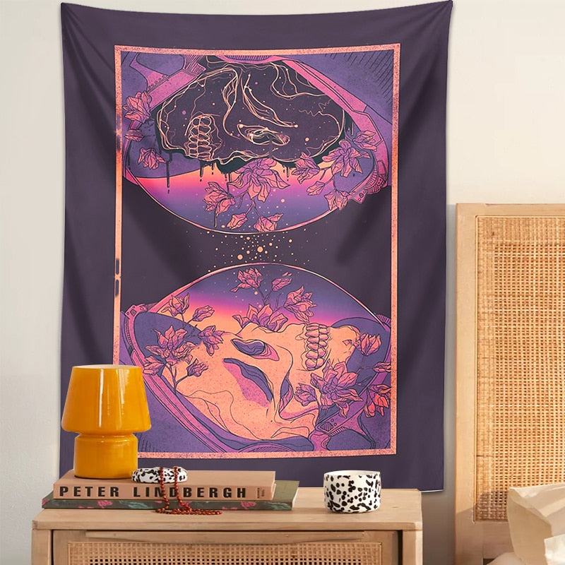 Skull Connections Psychedelic Tapestry