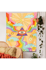 Vibrant Trippy Rainbow Tapestry