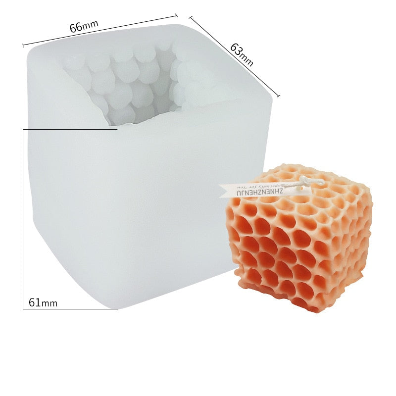 Honeycomb Cube Candle Mold