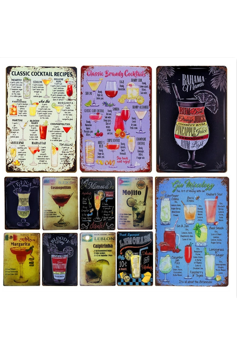 Cocktails Themed Metal Poster