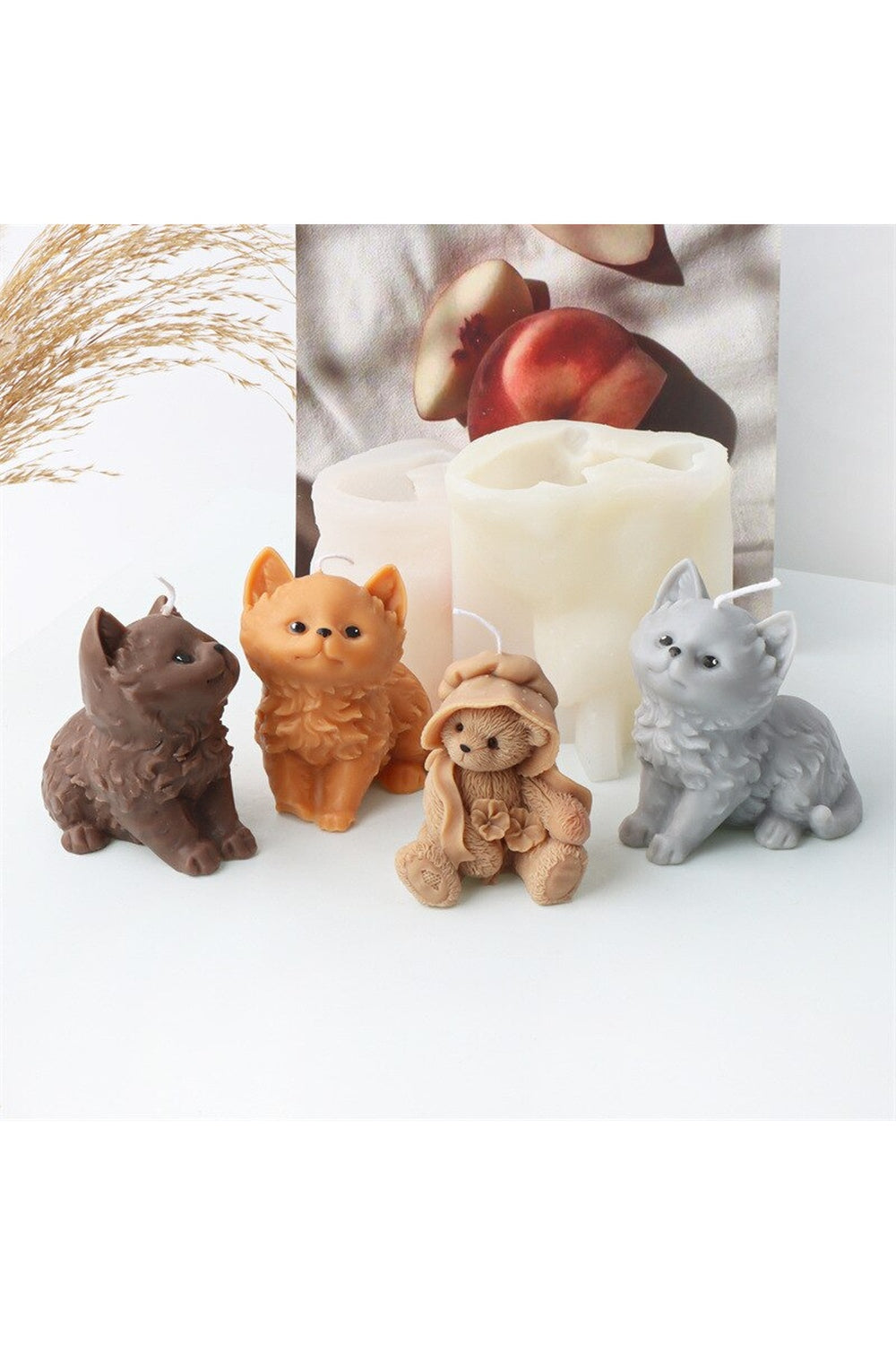 Cat & Bear Plaster Candle Mold