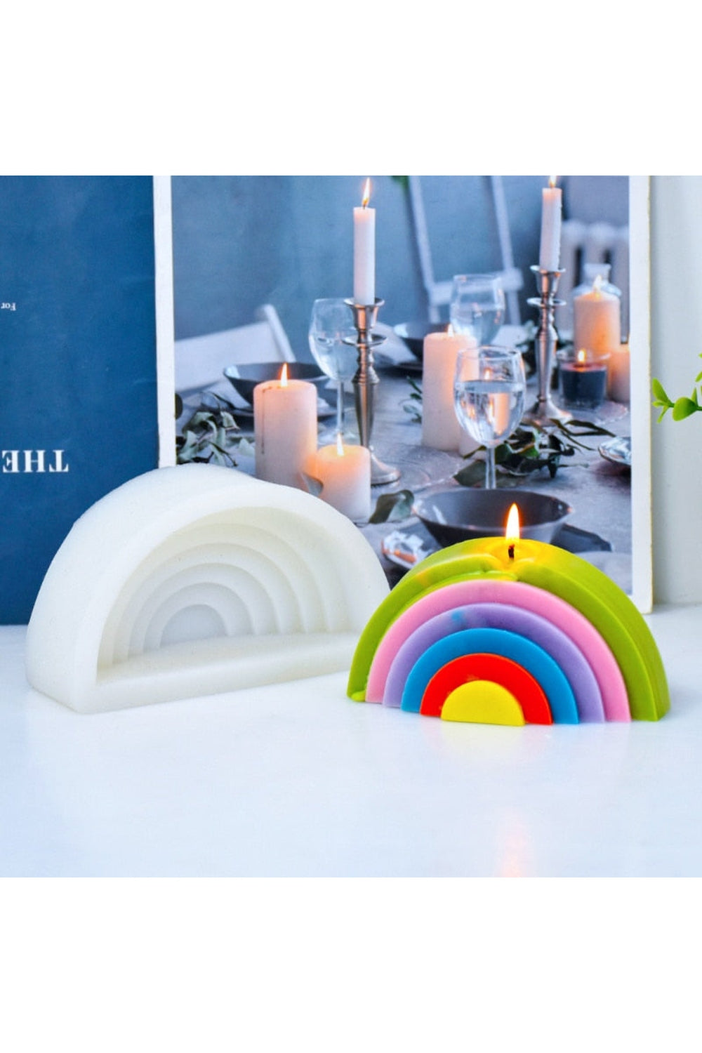 Rainbow Geometric Candle Mold