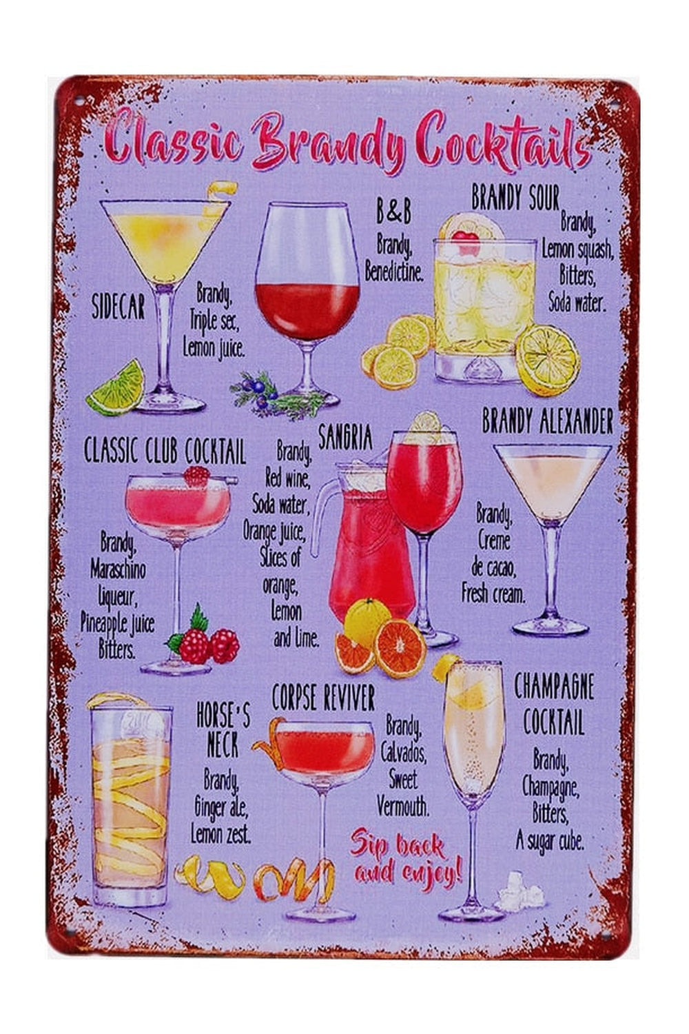 Cocktails Themed Metal Poster