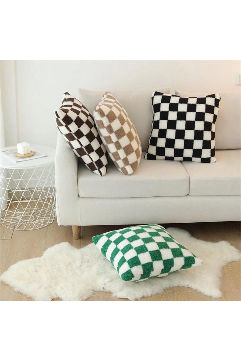 Checkerboard Fleece Pillow Cover