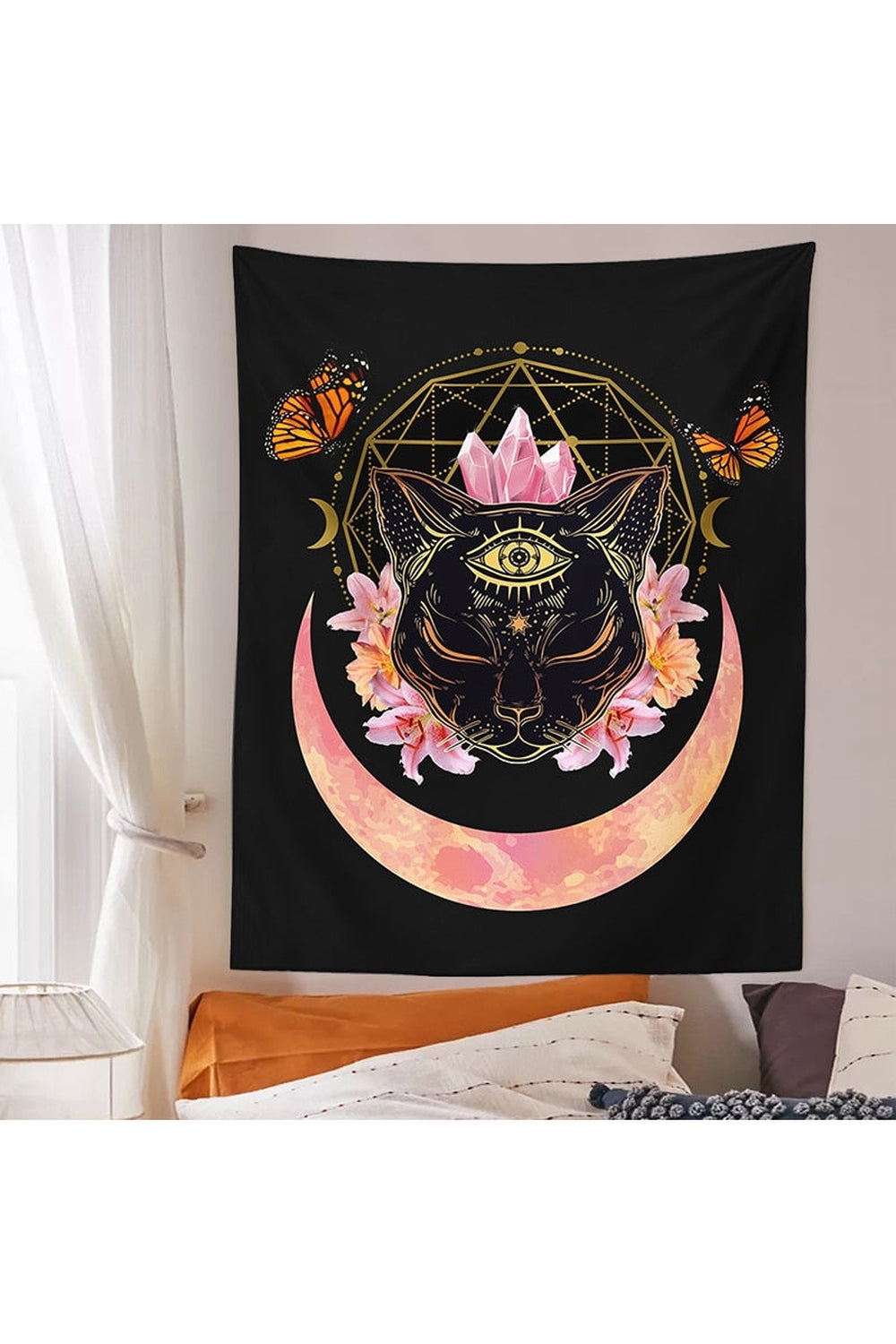 Regal Cat Crown Wall Tapestry