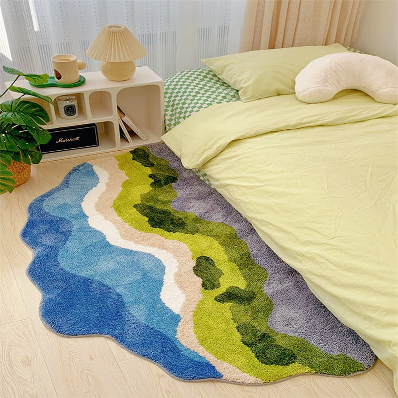 Natural Green Moss Bedroom Rug