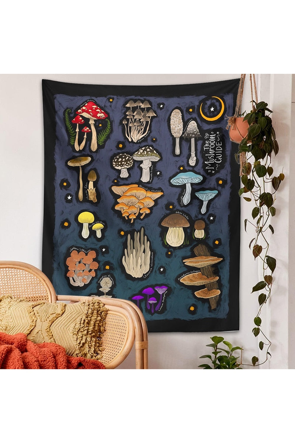 Crescent Moon Mushroom Tapestry