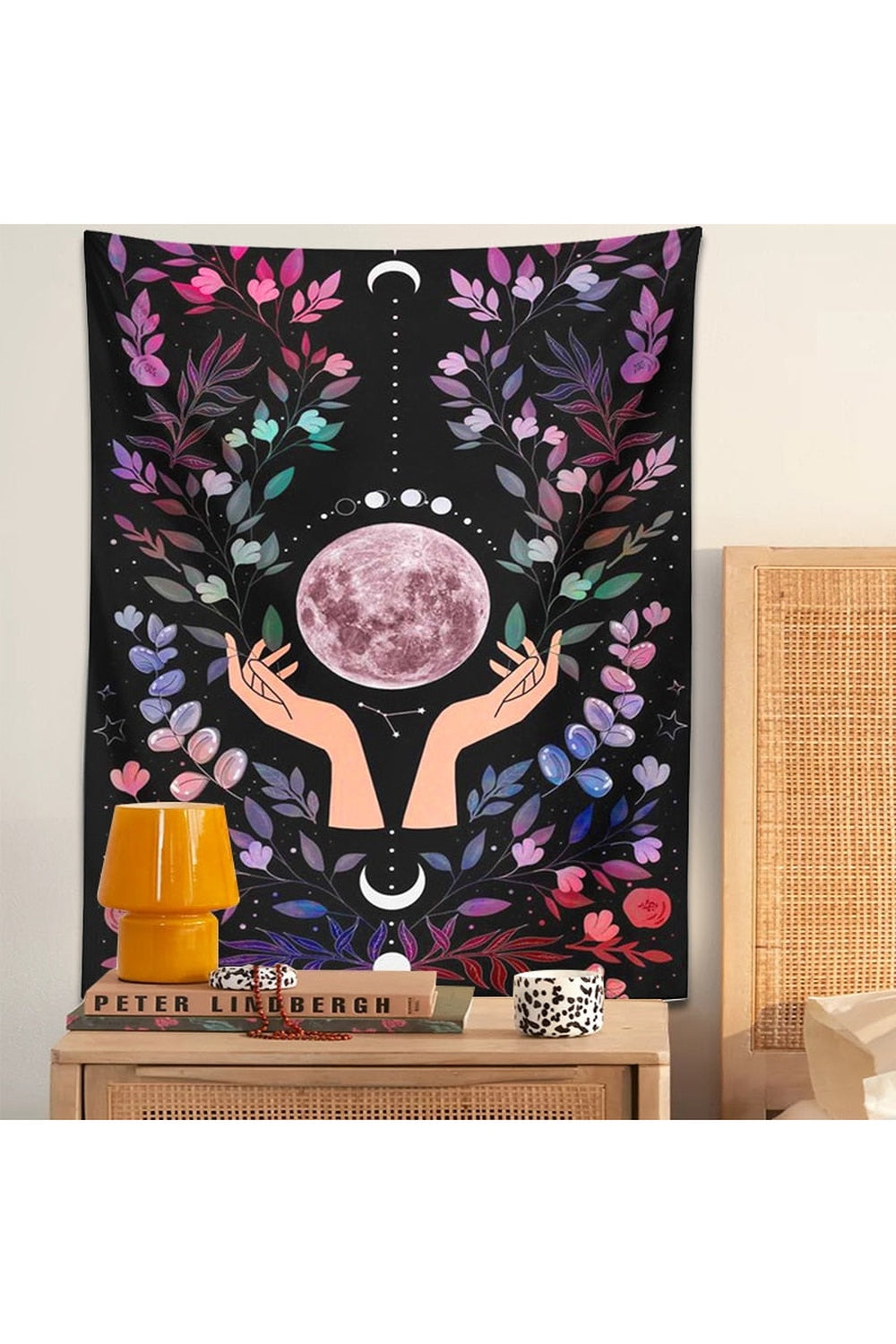 Botanical Moon Occult Tapestry