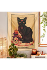 Magician Cat Fantasy Tapestry