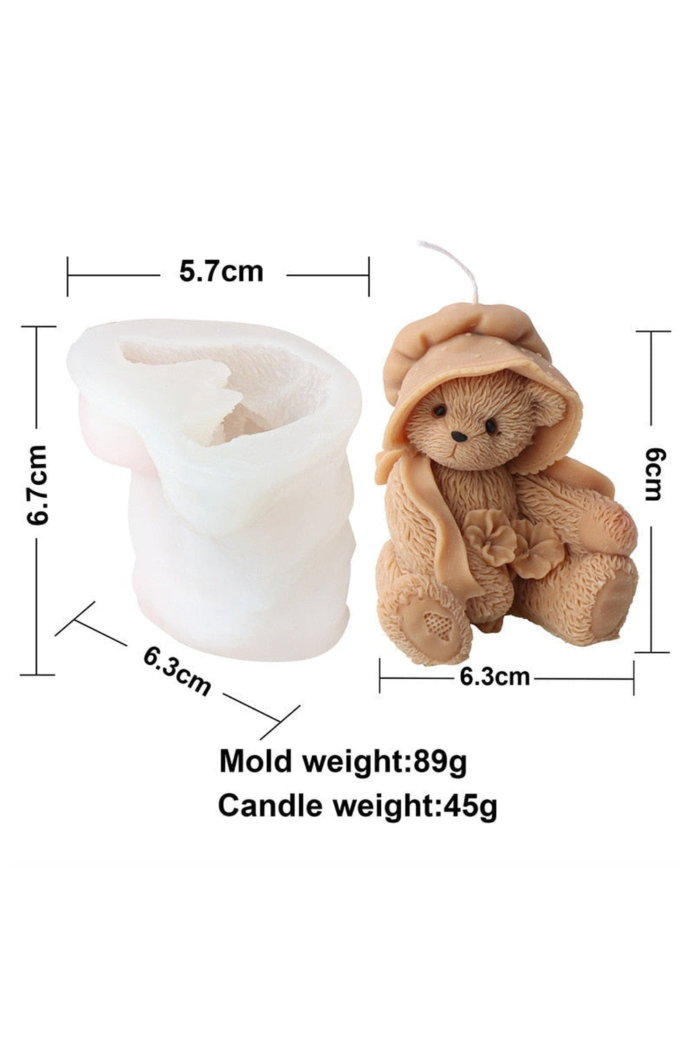 Cat & Bear Plaster Candle Mold