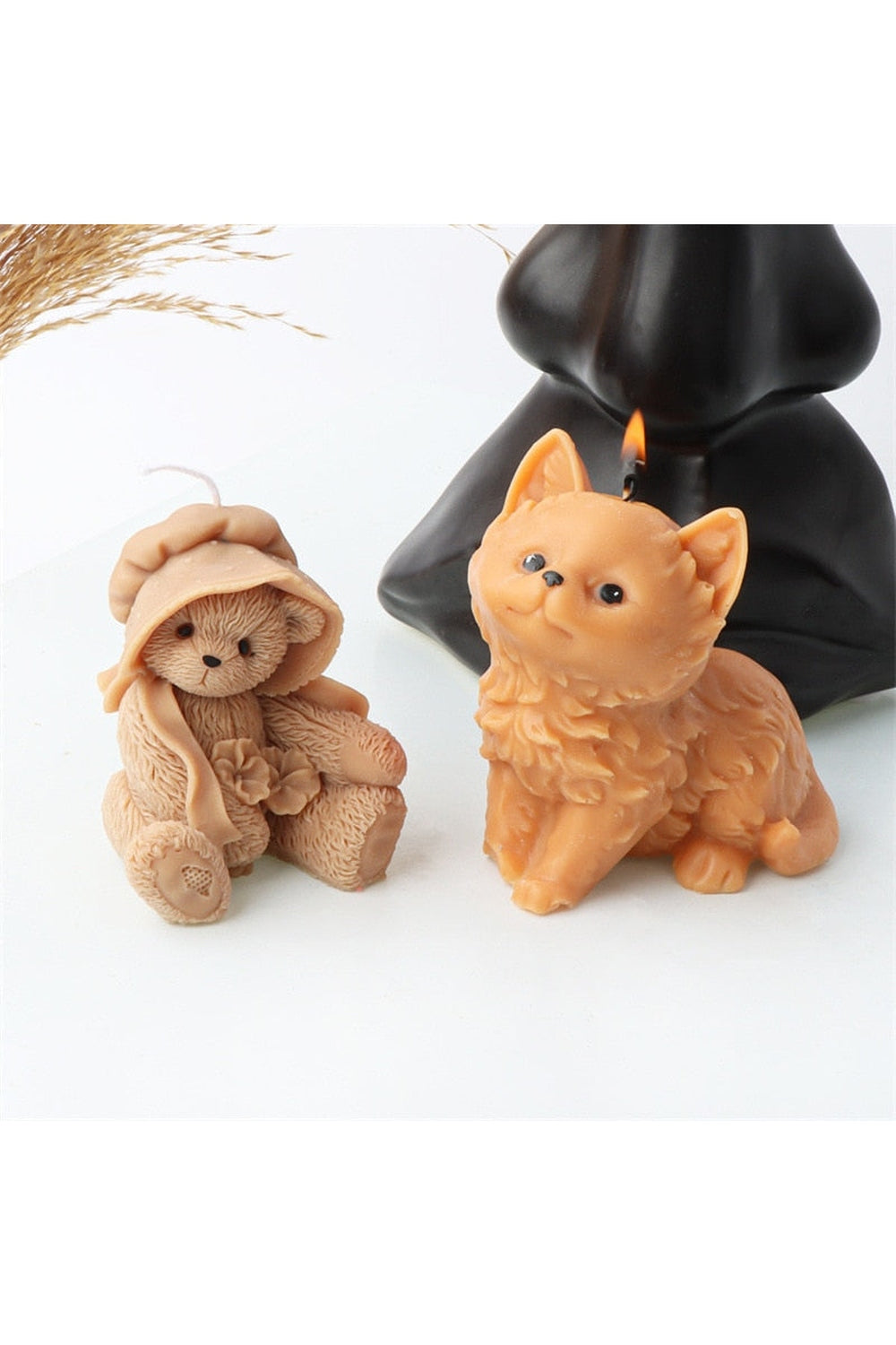 Cat & Bear Plaster Candle Mold