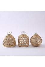 Light Academia Rattan Glass Vases