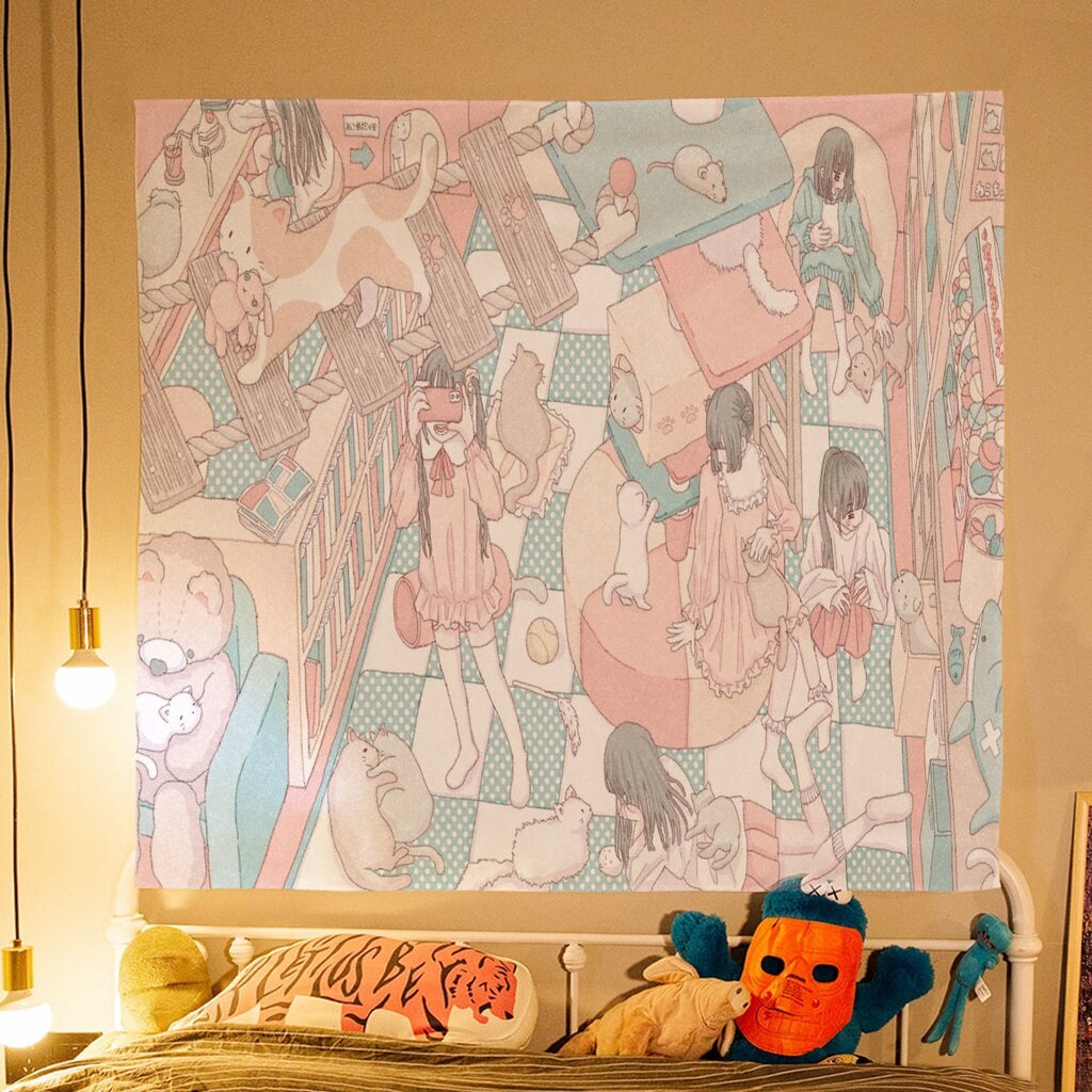 Pink Dormitory Inspirational Tapestry