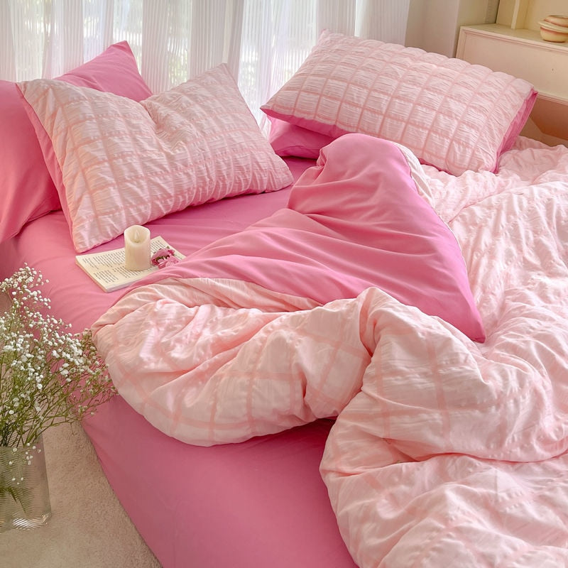 Princess Pink Seersucker Bedding