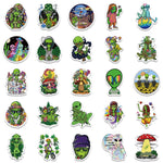 Psychedelic Green Alien Scrapbooking Stickers