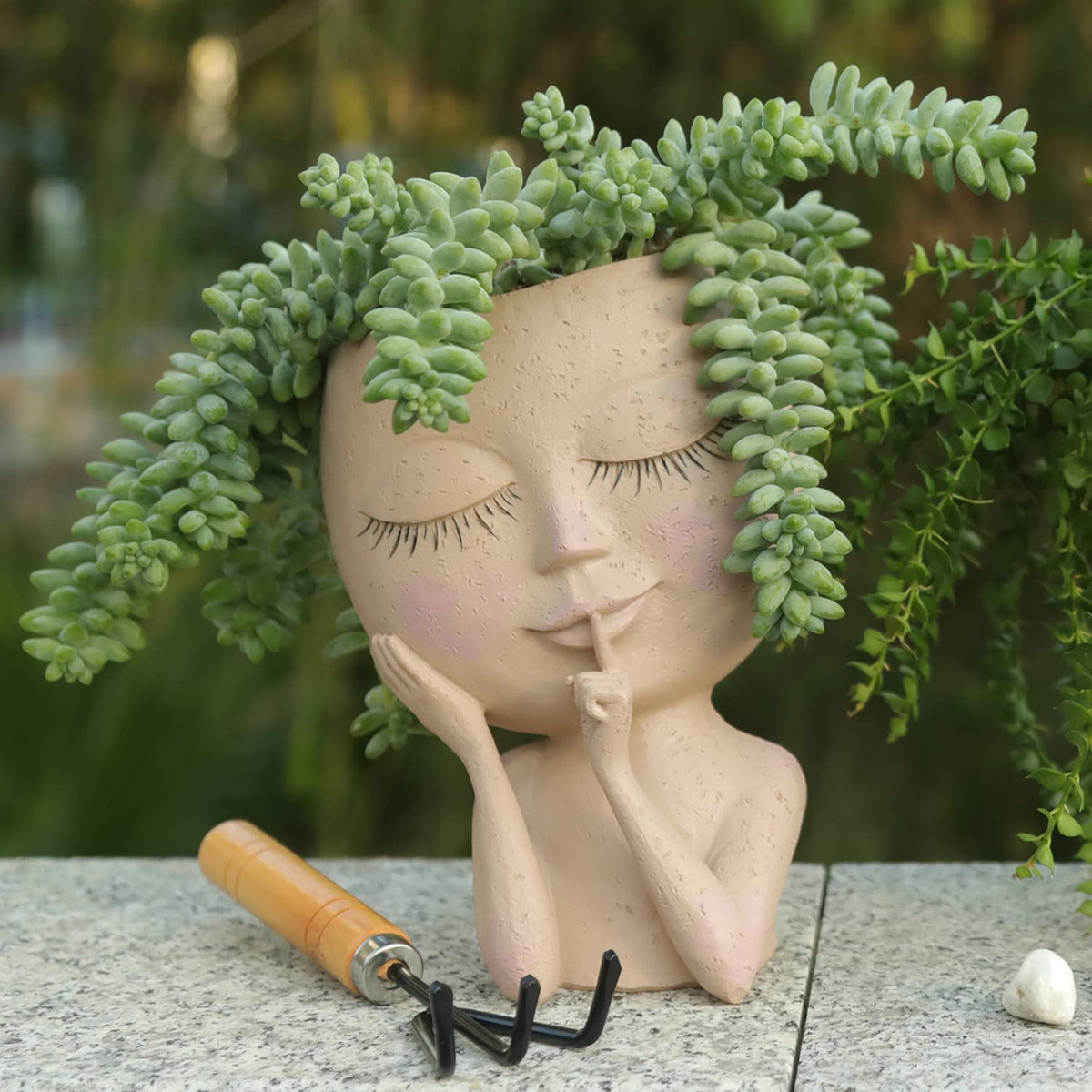 Resin Head Succulent Planter