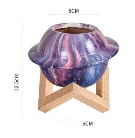 Planet Motif Ceramic Succulent Pot