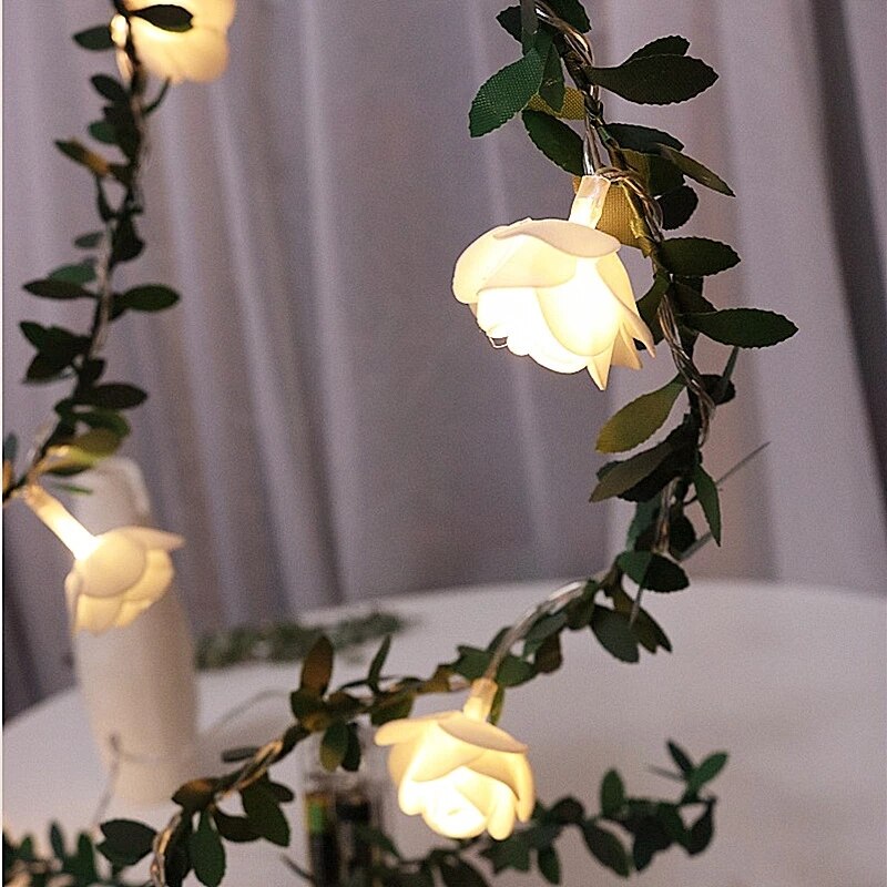 White Rose Light String Garland