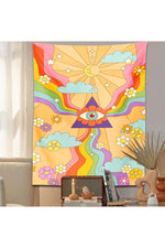 Vibrant Trippy Rainbow Tapestry