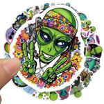 Psychedelic Green Alien Scrapbooking Stickers