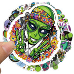 Green Alien Psychedelic Scrapbooking Stickers